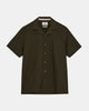 AKLEO S/S COT/LINEN SHIRT - Forest night